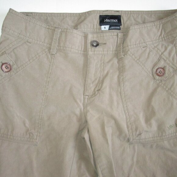 Marmot Women's Hiking Outdoor Pants Khaki Cotton Nylon Stretch Roll Up Cuff sz 8 - Picture 5 of 11
